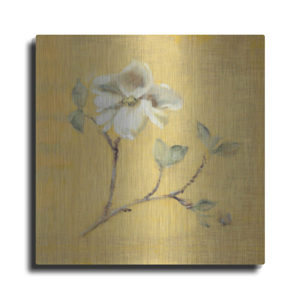 Red Barrel Studio® Dogwood Blossom On Gold by Cheri Blum Unframed